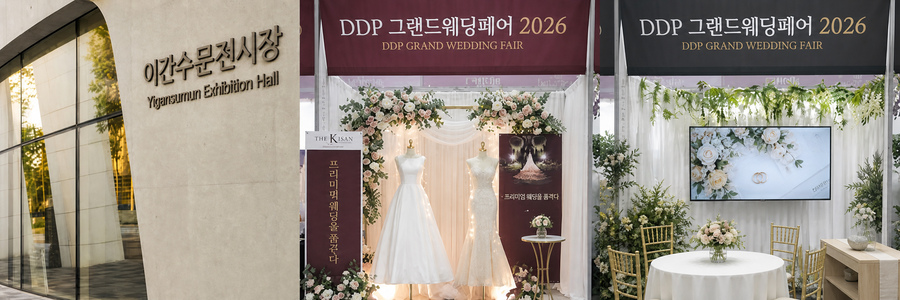 이간수문전시관 입구와 DDP 그랜드웨딩페어 행사장 부스 모습